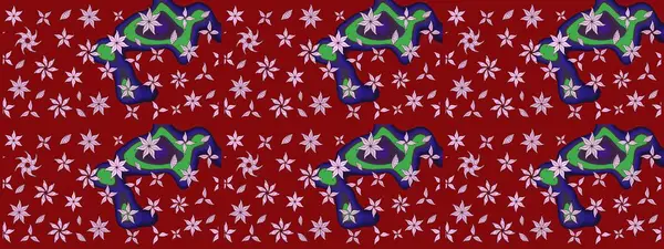 Moda baskıları için zarif bir şablon. Halk tarzı. Modern çiçek arkaplanı. Parlak renkli çiçekleri ve kırmızı yaprakları olan harika bir çiçek deseni..