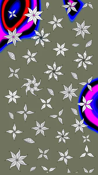 Çiçek deseni. Renkli Bahar Teması eskiz kalıbı. Düz Çiçek Elementleri Tasarımı. Raster çizimi. Güzel kumaş deseni..