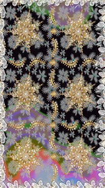 Şam, tasarım için kusursuz desen. Gri renklerde, altın elementli, pürüzsüz desen.