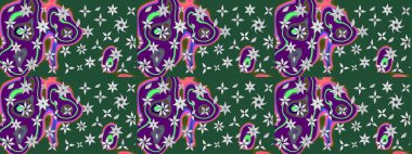 Çiçek desenli raster, yeşil çizgi grafik desenli soyut raster arkaplan. Modern stil dokusu.