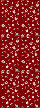 Küçük çiçekteki sevimli çiçek deseni. Raster illüstrasyonu. Kırmızı renkte çiçekler.