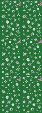 Yeşil renkli çiçekler. Kumaş desenli papatya çiçekleri ayrıntıları.