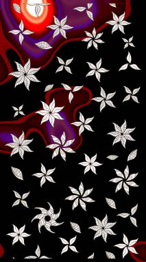 Çiçek desenli raster, siyah çizgi grafik desenli soyut raster arkaplan. Modern stil dokusu.