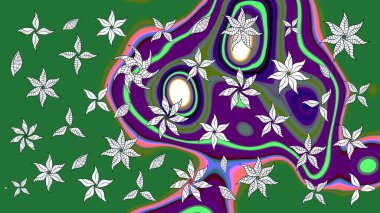 Parmak izi, kumaş, duvar kâğıdı, tekstil için raster dokusu. Nakış desenli çiçek deseni. Renkli grunge, yakut yeşil çiçeklerle soyut arkaplanı zenginleştirir.