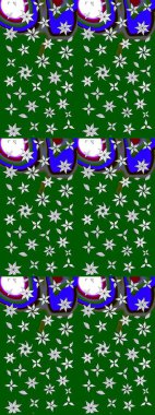 Düz Çiçek Elementleri Tasarımı. Süslü kumaş deseni. Renkli Bahar Teması eskiz kalıbı. Raster illüstrasyonunda çiçek deseni çizimi.