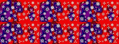 Raster Modaya uygun kumaş deseni. Düz Çiçek Elementleri Tasarımı. Renkli Bahar Teması eskiz kalıbı. Kırmızı renkli şirin çiçek deseni.