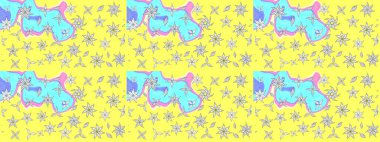 Çizim çiçek deseni duvar kağıdı, web sitesi arka planı, ambalaj kağıdı, davetiye, broşür, afiş veya web sitesi için kullanılabilir. El çizimi Raster çizimi. Parlak elementlerin.