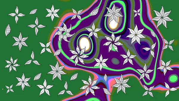 Parmak izi, kumaş, duvar kâğıdı, tekstil için raster dokusu. Nakış desenli çiçek deseni. Renkli grunge, yakut yeşil çiçeklerle soyut arkaplanı zenginleştirir.