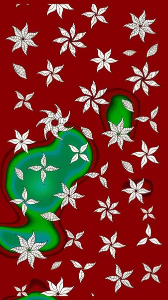 Raster illüstrasyonundaki çiçek desenli çizim. Kırmızı renkte çiçekler.