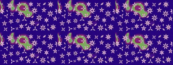 Raster illüstrasyonu. Mavi renkli mavi papatya deseni. Mavi renklerde.