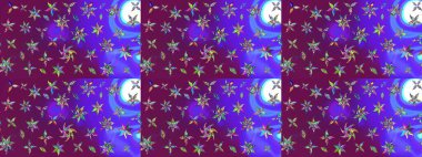 Mor renklere karalamalar çizilmiş çiçek deseni. Raster illüstrasyonu.