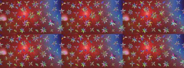 Düz Çiçek Elementleri Tasarım Raster illüstrasyonu. Kahverengi renkli çiçekler. Renkli Bahar Teması eskiz kalıbı. Çiçek eskiz kalıbı geçmişi.