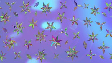 Nazik, sevimli çiçek arkaplanı. Çiçekli karalama şeklinde Raster çiçek deseni. Mor renkte çiçekler.