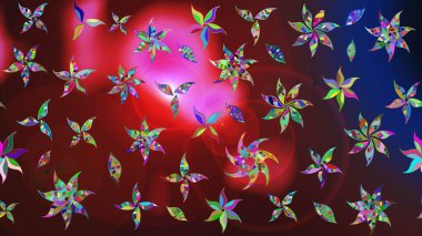 Raster illüstrasyonu. Kahverengi renkli Asya tekstili. Suluboya çiçekli çiçek deseni.