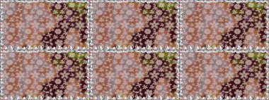 Kusursuz çiçek deseni. Güzel kumaş deseni. Renkli Bahar Temalı Kusursuz Arkaplan. Raster illüstrasyonu. Düz Çiçek Elementleri Tasarımı. Asya tekstil tarzında.