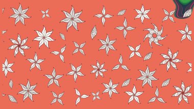 Suluboya, elle çizilmiş. Turuncu renkli yapraklı yabani çiçekler. Raster illüstrasyonu. Taslak arkaplan deseni.