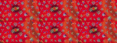 Eskiz arkaplan modeli. Kırmızı yapraklı yabani çiçekler. Suluboya, elle çizilmiş. Raster illüstrasyonu.