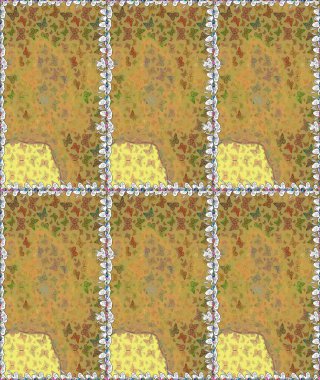 Dekoratif Raster çizimi. Sarı ve kahverengi renklerde soyut bir arkaplan. Elle çizilmiş kelebeklerle. Renkli romantik kelebekler eskiz kalıbı arka planı.