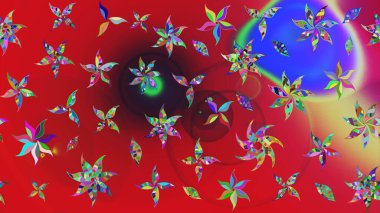 Raster hisseleri. Eskiz arkaplan modeli. Suluboya, elle çizilmiş. Kırmızıda çiçekler.