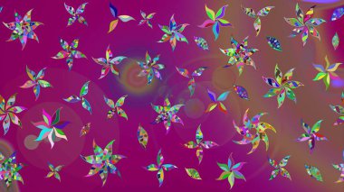 Mor renkli çiçekler. Raster düz çiçek çizim deseni. Tasarım hediye paketi, tebrik kartları, posterler ve afiş tasarımı.