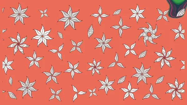 Suluboya, elle çizilmiş. Turuncu renkli yapraklı yabani çiçekler. Raster illüstrasyonu. Taslak arkaplan deseni.