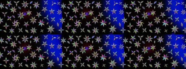 Raster illüstrasyonundaki çiçek desenli çizim. Düz Çiçek Elementleri Tasarımı. Siyah renkli çiçekler. Renkli Bahar Teması çizim şablonu.