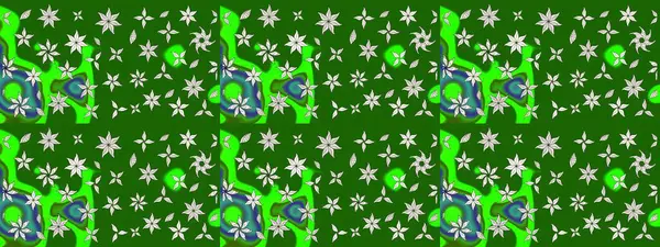 Raster çiçek desenleri çiziyor. Vadinin yeşil renkli çiçekleri.