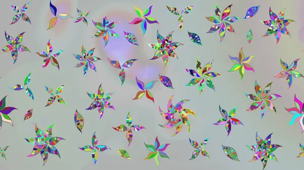 Düz Çiçek Elementleri Tasarımı. Renkli Bahar Teması eskiz kalıbı. Şirin çiçek elementleri. Taslak desenli, modaya uygun kumaş deseni. Raster illüstrasyonu.