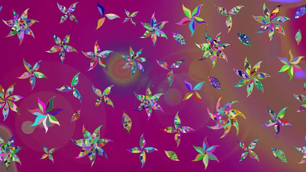 Mor renkli çiçekler. Raster düz çiçek çizim deseni. Tasarım hediye paketi, tebrik kartları, posterler ve afiş tasarımı.