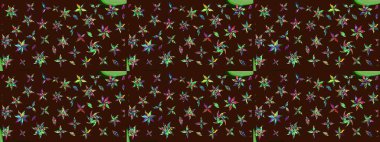 Çiçekli el çizimi çizimi deseni. Modern gelişim kahverengi raster arka plan duvar kâğıdı illüstrasyon klasik çizgili iz sürme desenli çiçekler, çiçekli süsler.