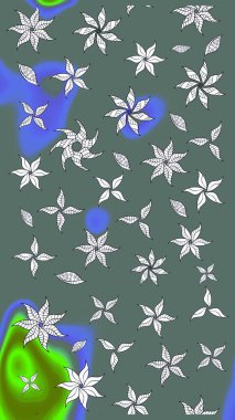 Çiçek desenli eskiz. Tarafsız renklerde çiçekler. Tişört baskısı için çiçek boyama rasteriName.