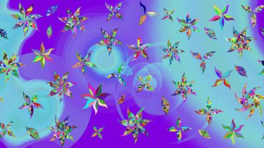 Renkli Bahar Teması eskiz kalıbı. Asya tekstil tarzında. Güzel kumaş deseni. Çiçek desenli çizim. Düz Çiçek Elementleri Tasarımı. Raster illüstrasyonu.