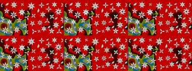 Çiçek deseni. Raster güzel kumaş deseni çiziyor. Renkli Bahar Teması eskiz kalıbı. Düz Çiçek Elementleri Tasarımı.