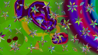 Raster suluboya çiçek deseni, narin çiçekler, yeşil çiçekler, tebrik kartı şablonu. Güzel kumaş deseni.