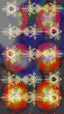 Kar tanesi süsleme deseni. Raster illüstrasyonu. Kar taneleri deseni. Kar taneleri arka planda. Renkli arkaplanda izole edilmiş kar tanelerinin düz tasarımı.