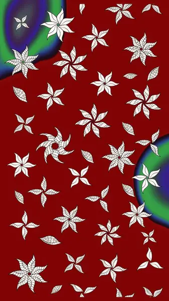 Düz Çiçek Elementleri Tasarımı. Renkli Bahar Teması eskiz kalıbı. Kırmızı renkte çiçekler. Raster illüstrasyonu. Çiçekli çiçek deseni, suluboya..