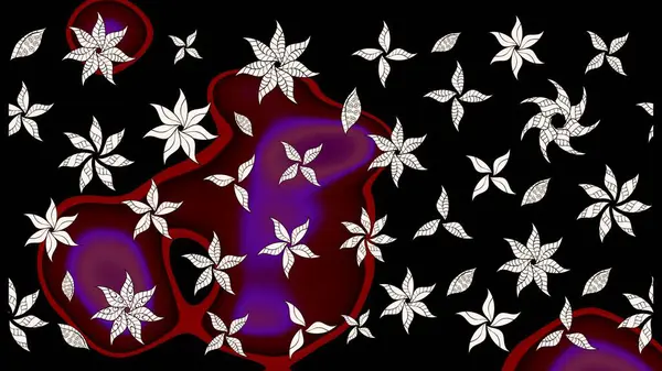 Çiçekli karalama şeklinde Raster çiçek deseni. Nazikçe, güzel çiçek arkaplanı. Siyah renkte çiçekler.