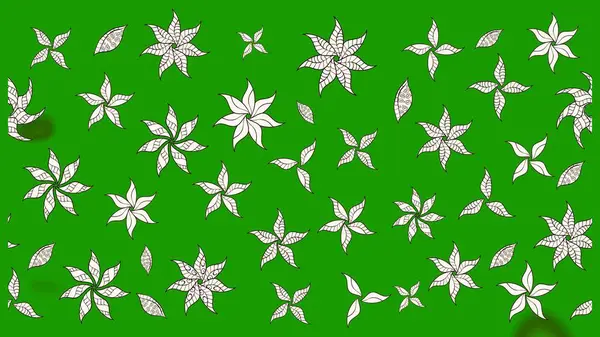 Tropik çiçek desenleri. Yeşil renkli çiçekler. Raster illüstrasyonu.