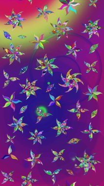 Düz Çiçek Elementleri Tasarım Raster illüstrasyonu. Çiçekli çiçek deseni, suluboya. Mor renkli çiçekler. Renkli Bahar Teması Eskiz Şablonu.