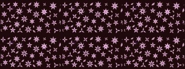 Renkli Yaz Temalı eskiz kalıbı. Düz Çiçek Elementleri Tasarımı. Kahverengi renkli çiçekler. Raster illüstrasyonunda çiçek deseni çizimi.