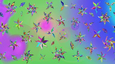 Zarif, parlak ve yeşil çiçek desenli bir taslak. Raster. Sabıka baskıları, bebek kıyafetleri, duvar kâğıtları, paket kutuları vb..