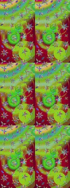 Doğal kozmetik ürünleri, parfüm, çiçekçi dükkanı için bahar ihalesi tasarımı. Paket kağıdı için en iyisi. Yeşil lale çiçekli Raster eskiz deseni. Karşılama ya da düğün geçmişi olarak kullanılabilir.