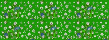 Çiçek desenli eskiz, yaz çiçekleri. Yeşil renkli çiçekler. Renkli Bahar Teması eskiz kalıbı. Düz Çiçek Elementleri Tasarımı.