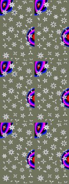 Modern çiçek arkaplanı. Halk tarzı. Parlak renkli çiçekli ve yeşil yapraklı harika bir çiçek deseni. Moda baskıları için zarif bir şablon.