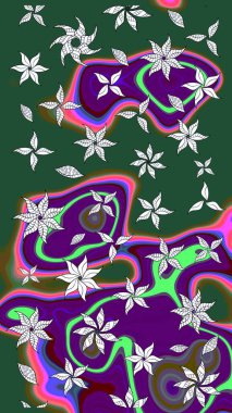 Raster deseni. Küçük çiçekteki sevimli çiçek deseni. Soyut çiçek çizim kalıbı arka planı. Yeşil renklerde. Raster illüstrasyonu.