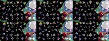 Çiçekler, dallar, bitkiler ve çiçekler. Raster illüstrasyonu. El çizimi. Güzel kumaş deseni.