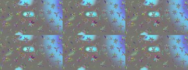 Raster illüstrasyonundaki çiçek desenli çizim. Suluboya tarzında gri renkte çiçekler.