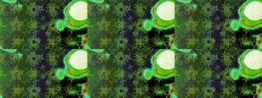 Suluboya çizim kalıbı. Çiçekler suluboya tarzında yeşil renkte. Çiçek izi.