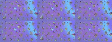 Raster illüstrasyonu. Mor renkli çiçekler. Çiçek desenli eskiz, vuruşlar, sıçramalar, yaz çiçekleri..