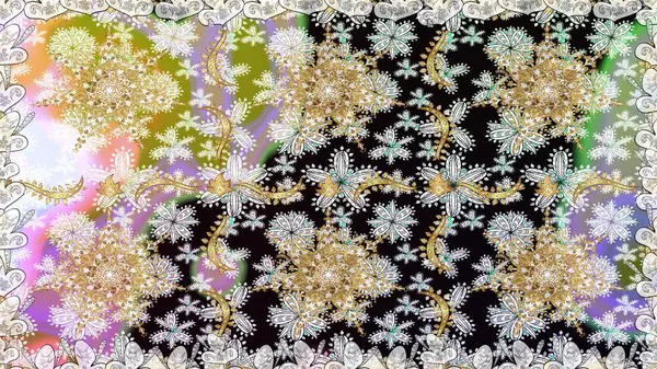 Paisleys zarif çiçek desenli arkaplan duvar kâğıdı çizimi klasik stil, modern 3D çizgili sanat eseri altın ve nötr desenli çiçek yaprakları ve süslemeleri..